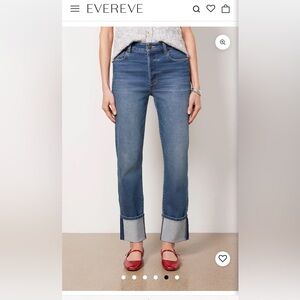 Evereve denim cuffed high rise straight. Size 25